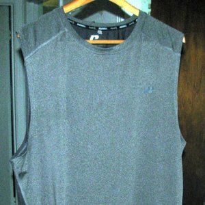 Men's Grey with Black Poly Spandex Tank Top Russell Sz M